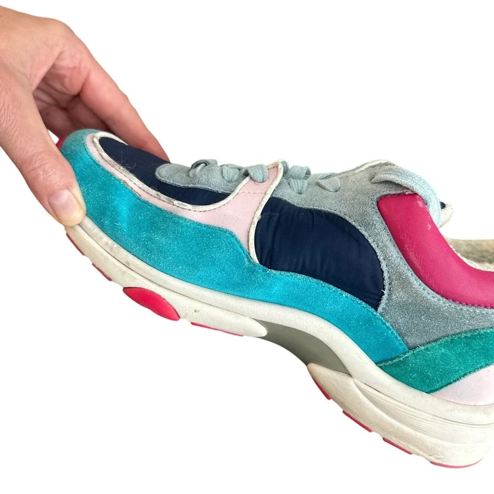 Chanel G34360 CC Sneakers Multicolor Suede Mesh Trainers EU 39 US 9